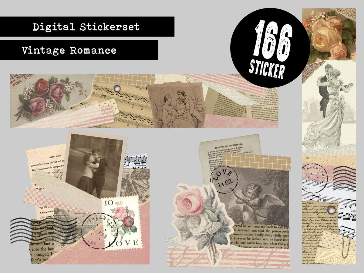 Digitales Stickerset Vintage Romance