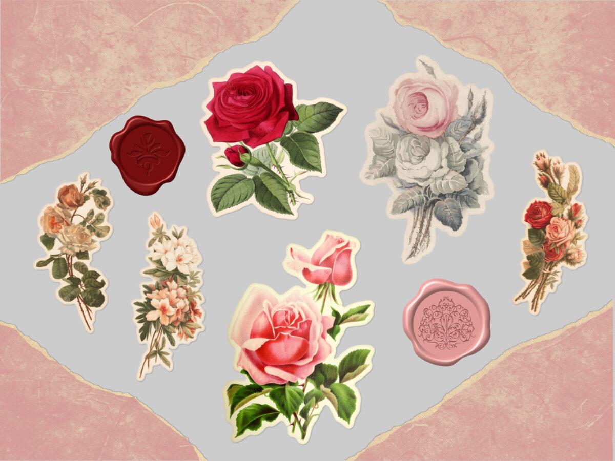 Digitales Stickerset Vintage Romance