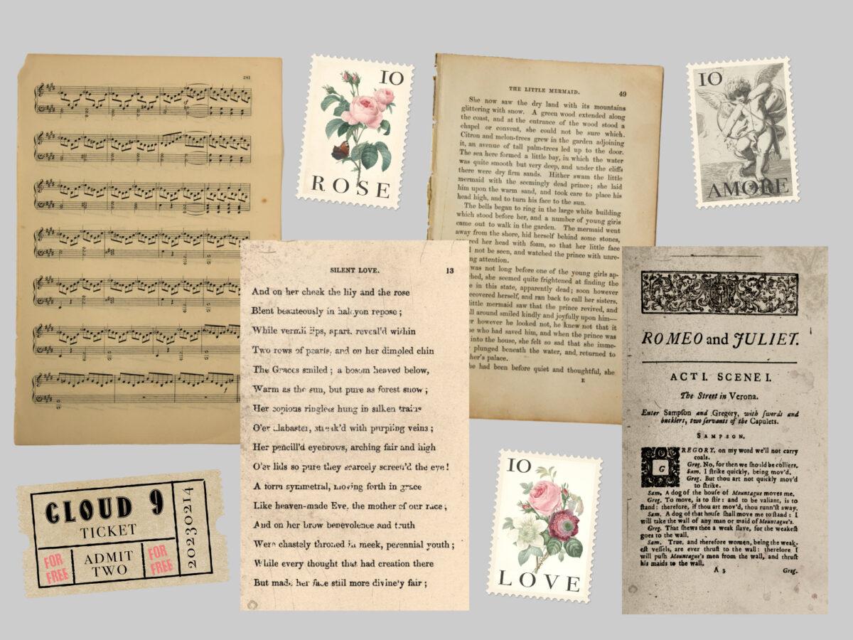 Digitales Stickerset Vintage Romance