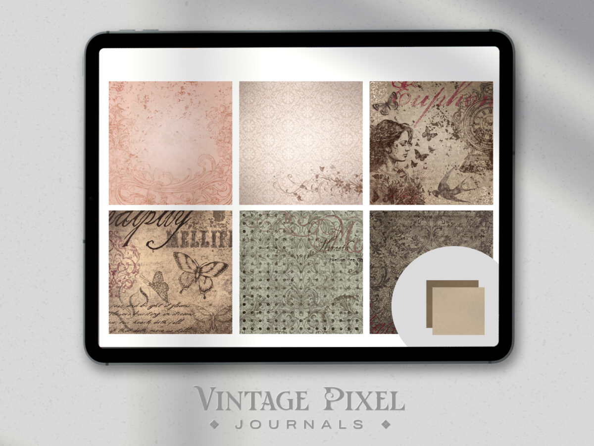 Digitales Stickerset Vintage Papers