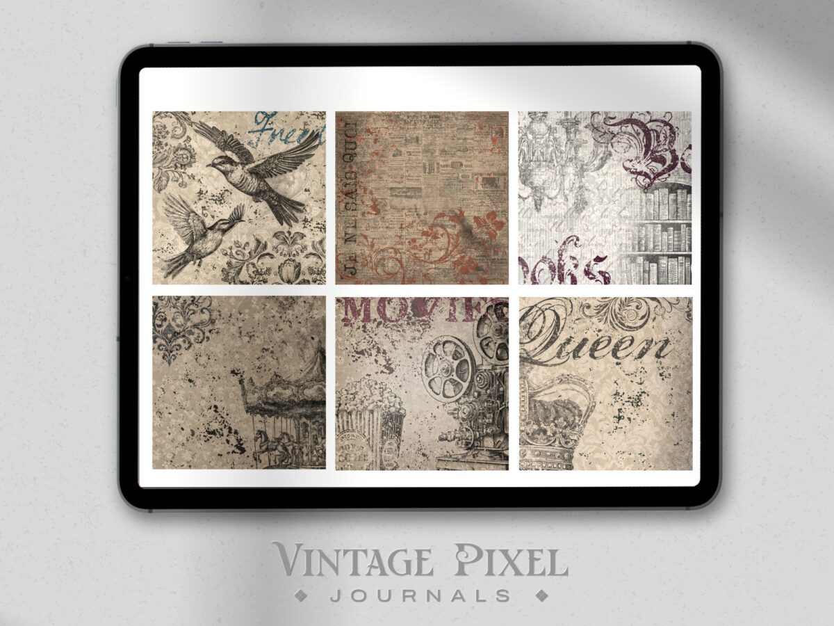 Digitales Stickerset Vintage Papers