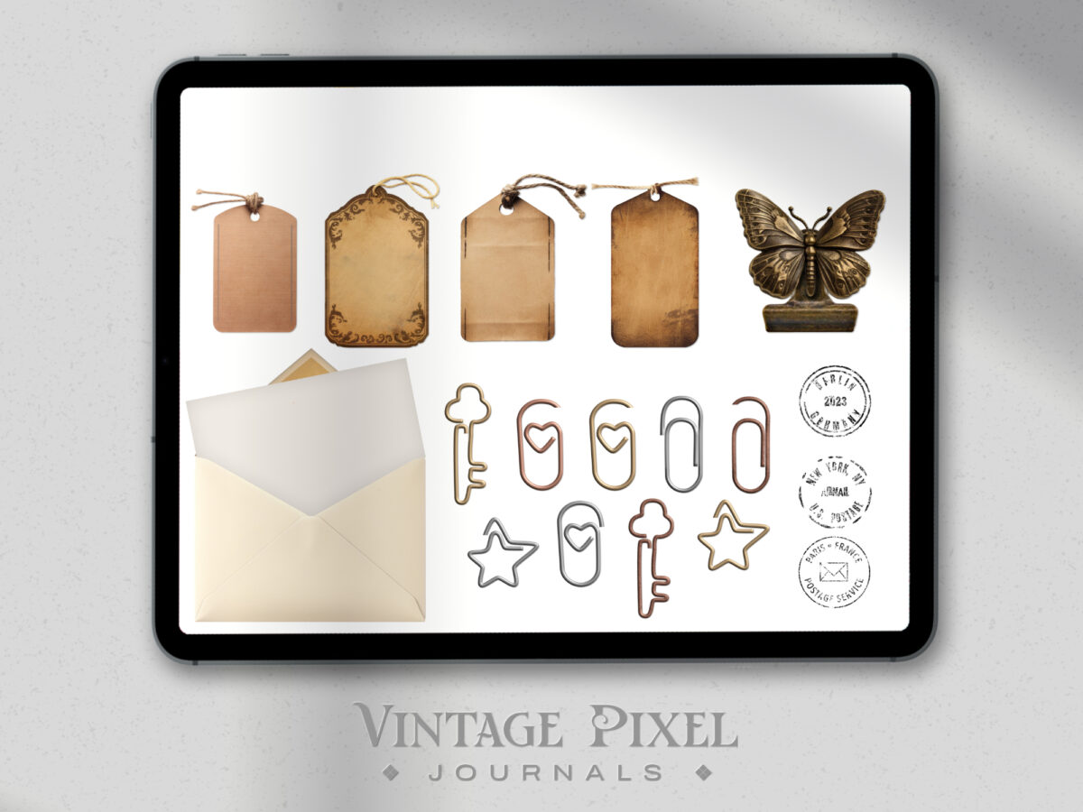 Digitales Stickerset Vintage Papers