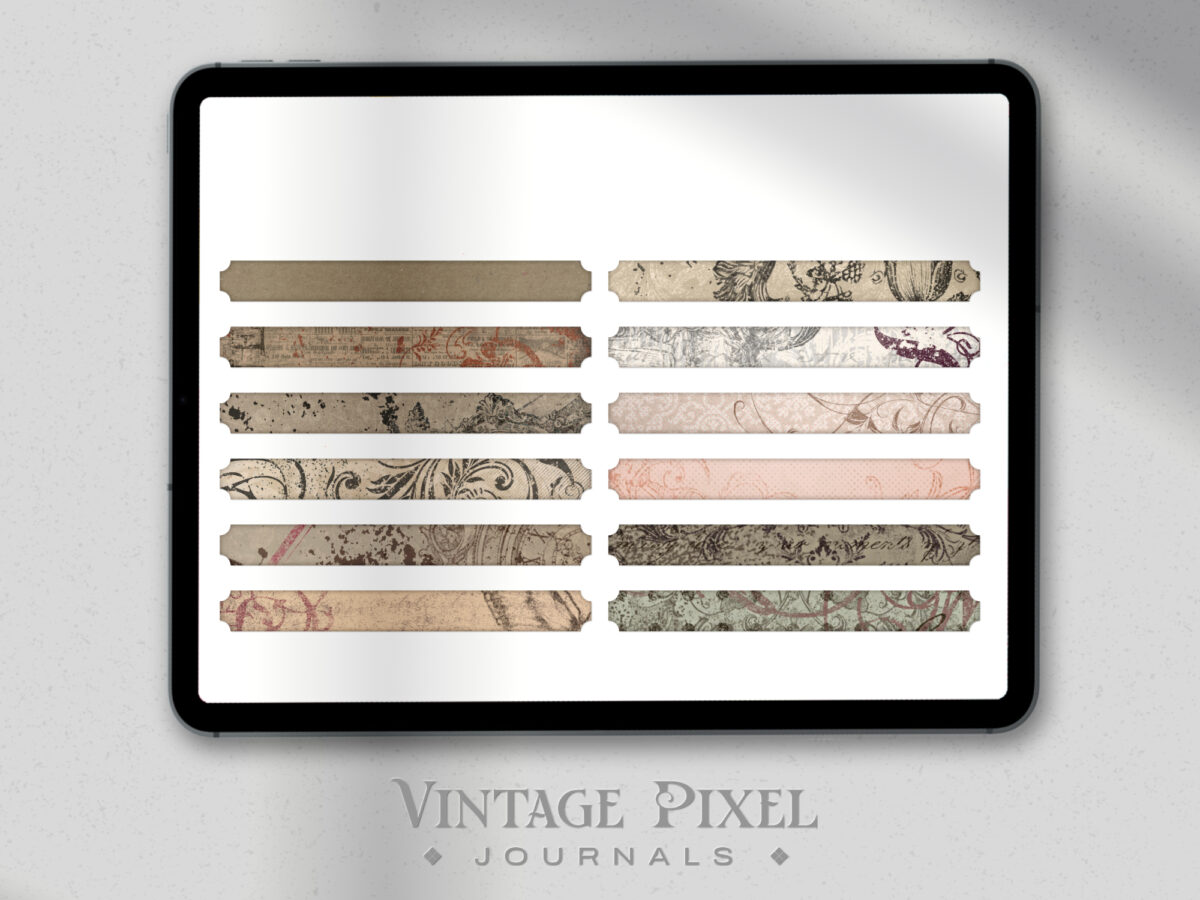 Digitales Stickerset Vintage Papers