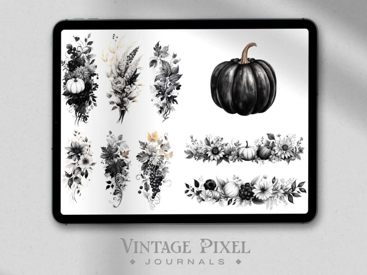 Digitale Sticker Herbst schwarz