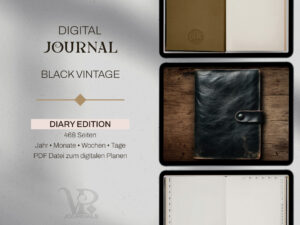 digital Journal Black Vintage DIARY by Vintage Piixel Journals