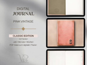 digital Journal Pink Vintage CLASSIC by Vintage Piixel Journals