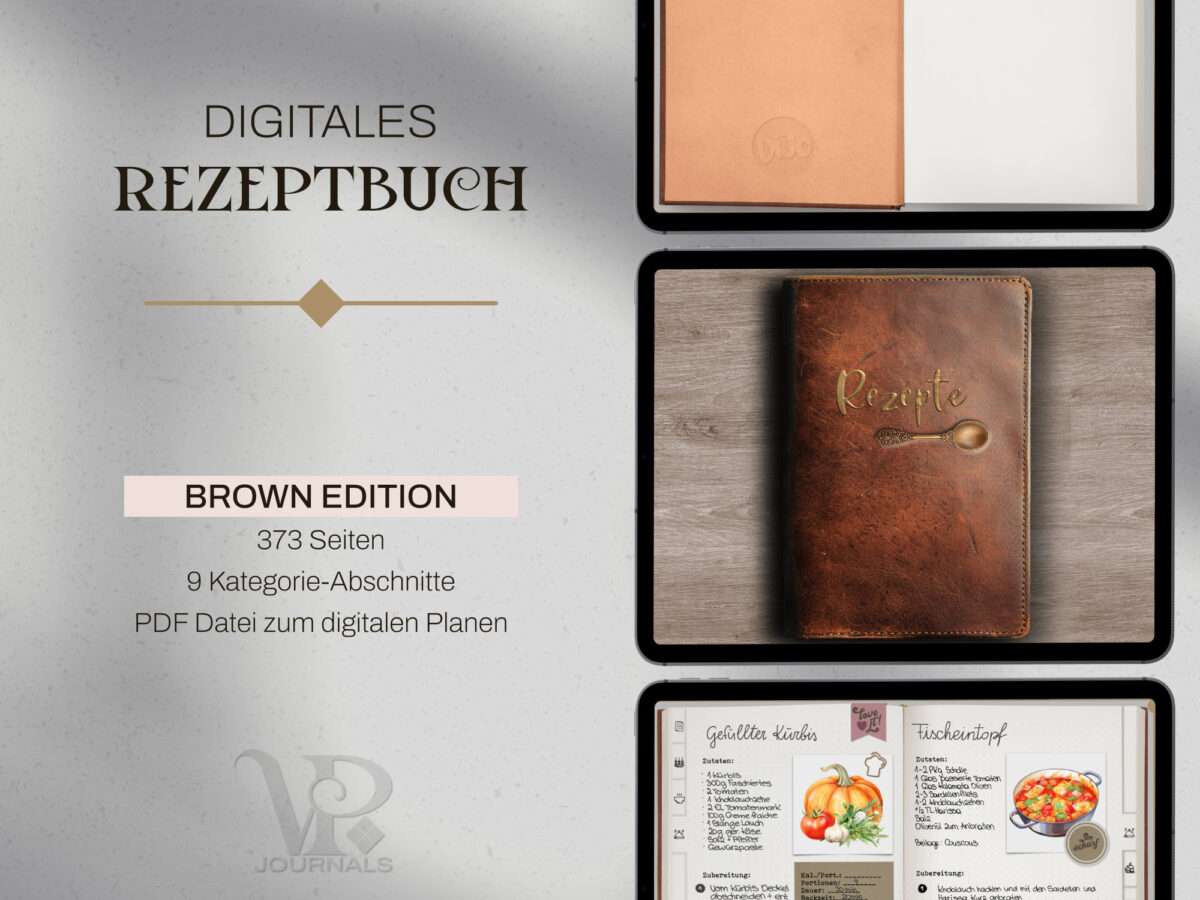 digitales Rezeptbuch braun