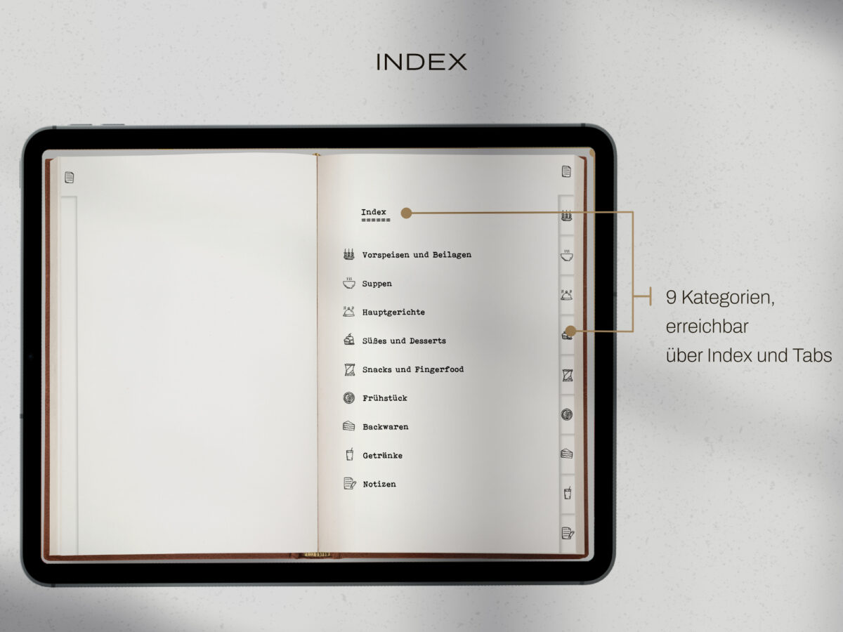 digitales Rezeptbuch braun