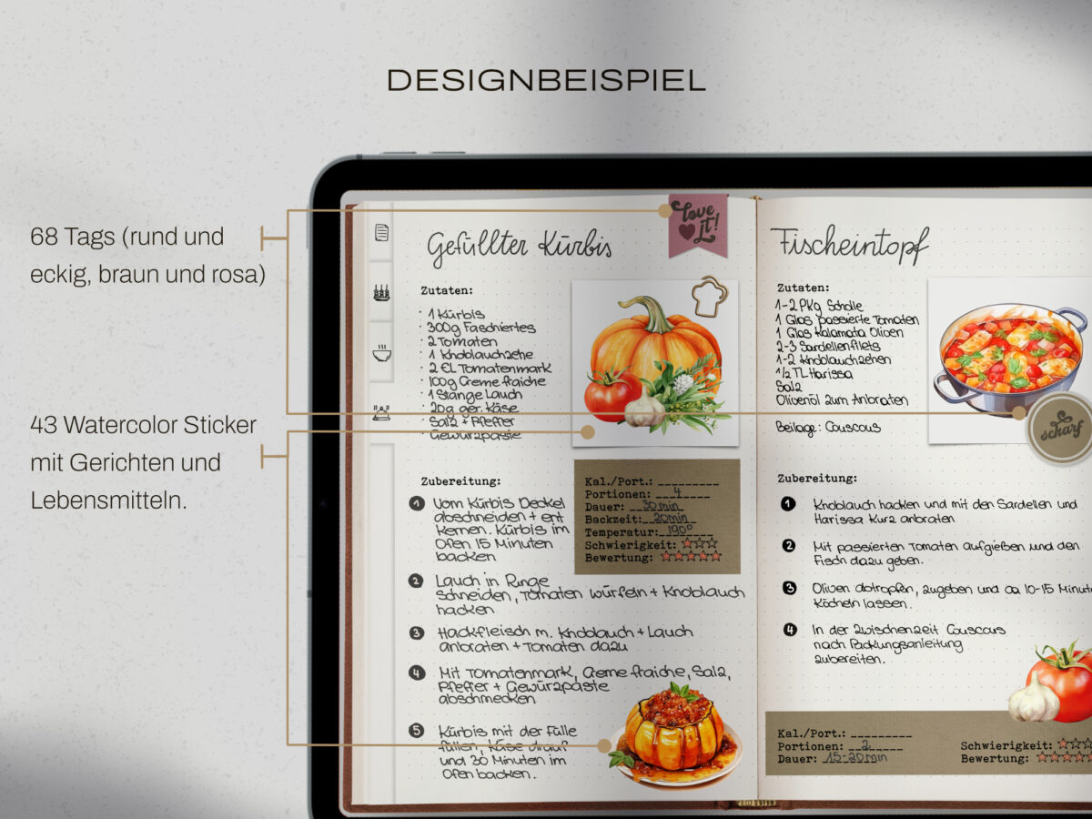 digitales Rezeptbuch braun