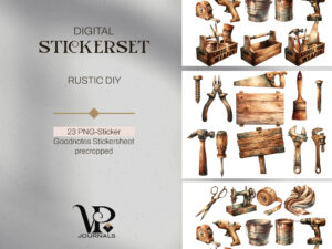 Digitales Stickerset Rustic DIY im rustikalen Watercolor Stil