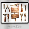 Digitales Stickerset Rustic DIY im rustikalen Watercolor Stil