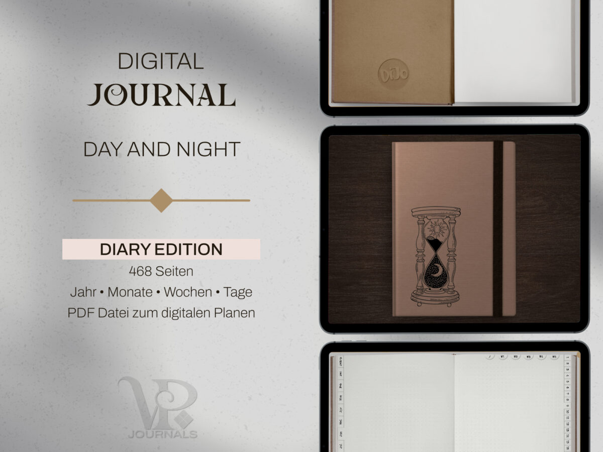 digital Journal Day and Night DIARY by Vintage Piixel Journals