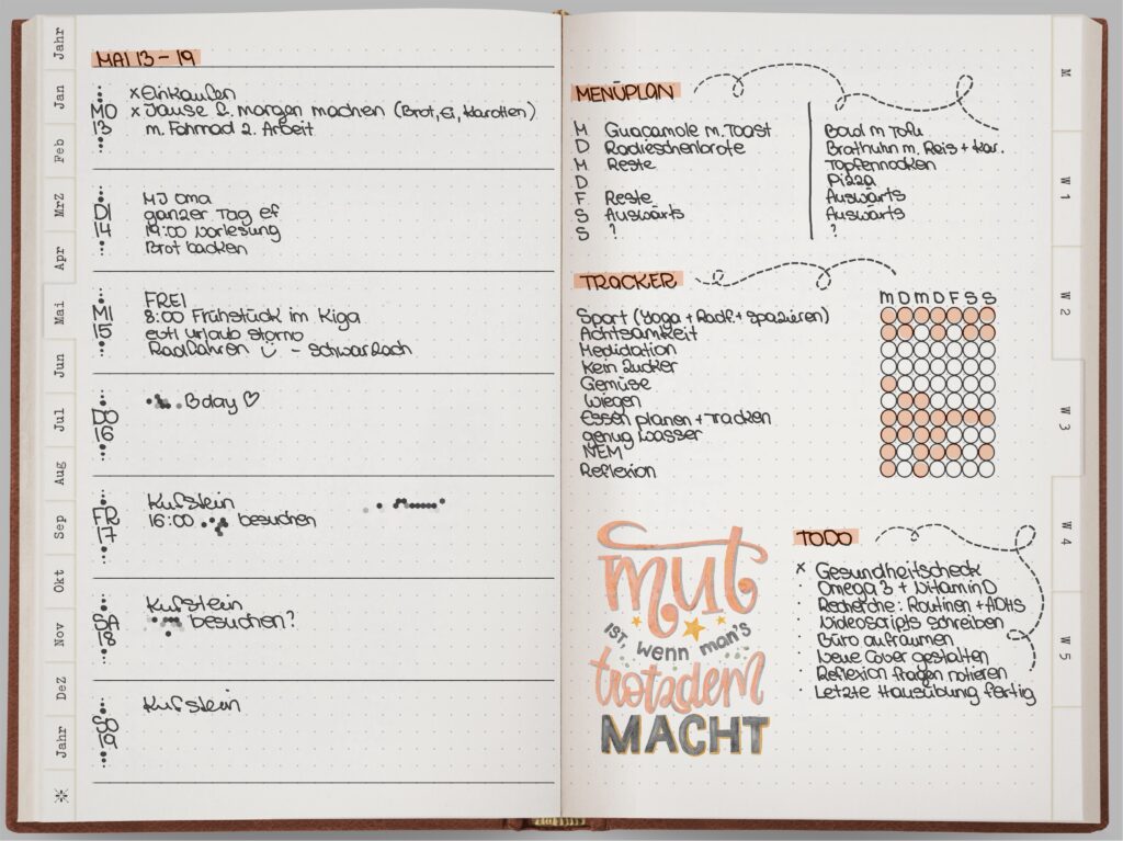 Minimalistisches Design im Bullet Journal