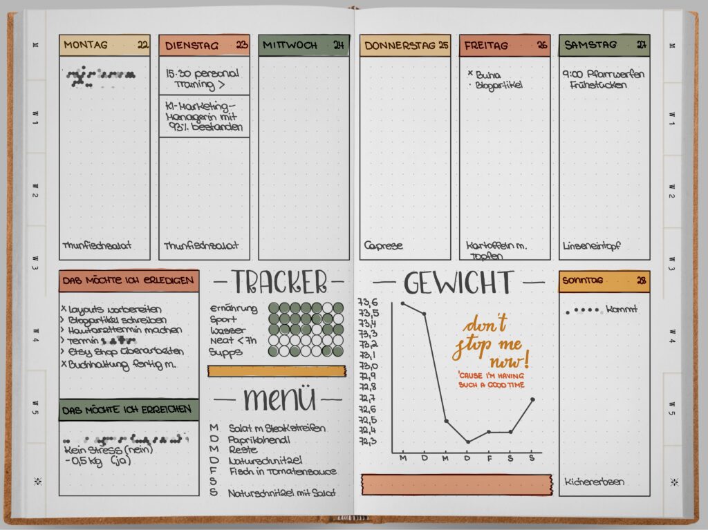 Minimalistisches Design im Bullet Journal