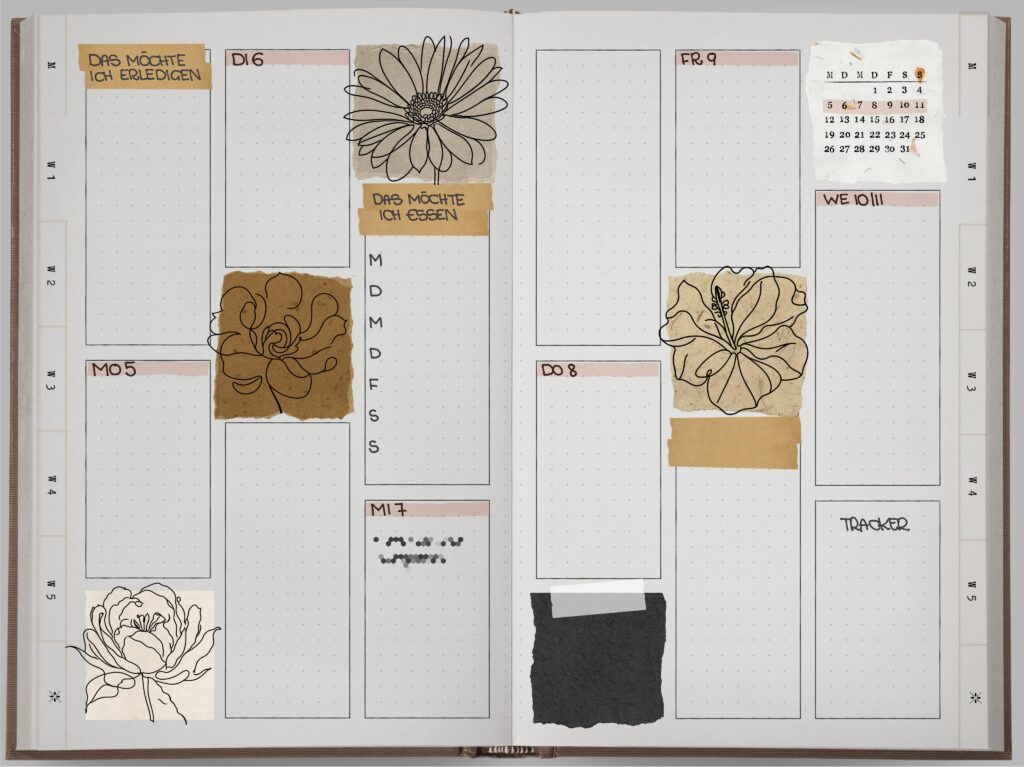 Minimalistisches Design im Bullet Journal